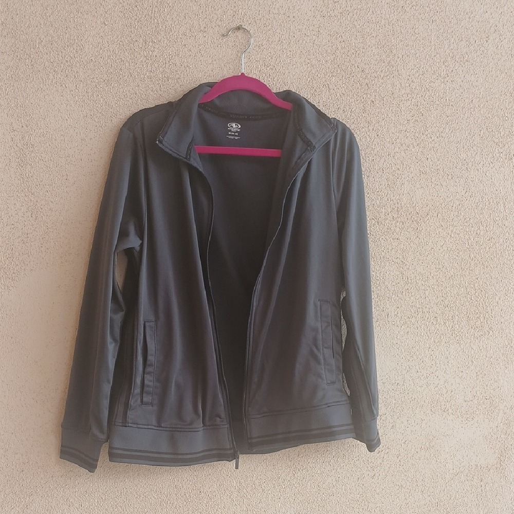 Athletic Works Black Bomber Jacket Full-Length Zipper
